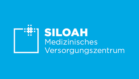 Bild Siloah Evang. Diakonissenverein, MVZ, Logo auf blauem Hintergrund